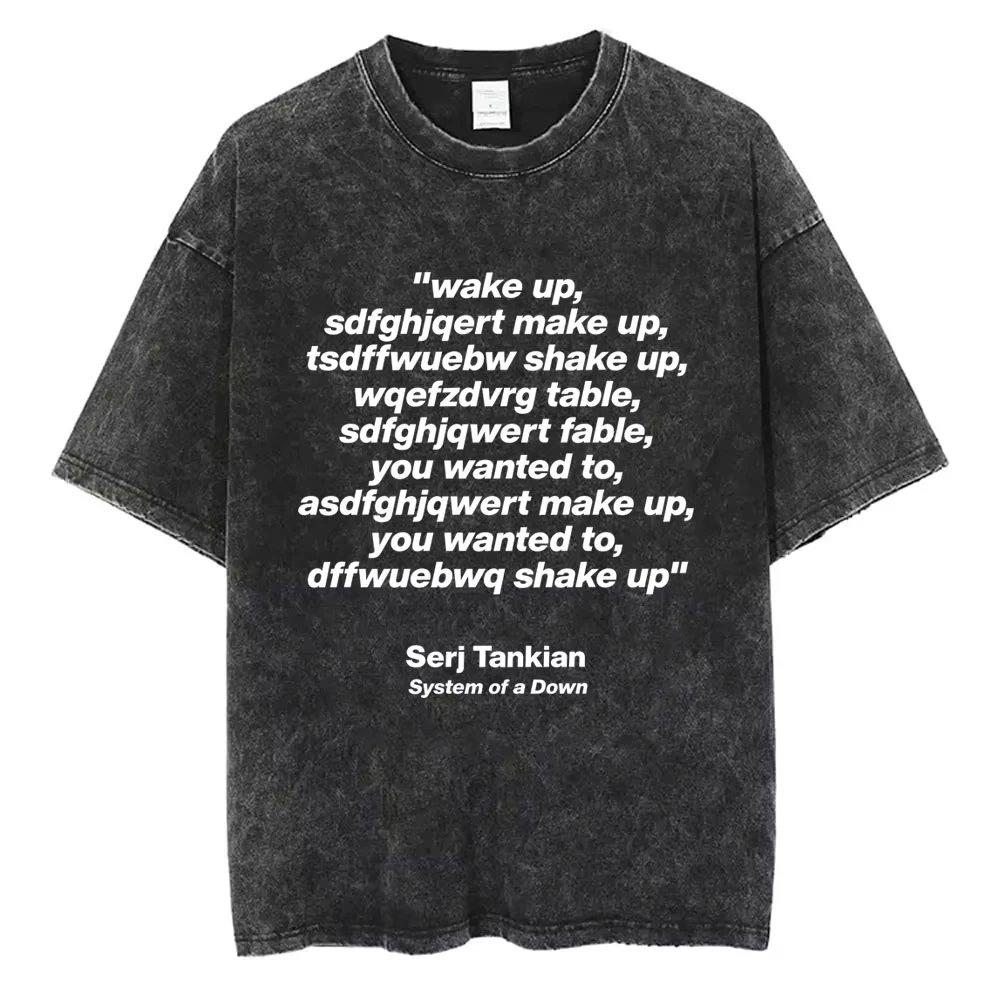 Washed Vintage System of A Down Chop Suey English Letter Print T-shirts Men Rock Oversized T Shirt 90s Alternative Metal T-shirt