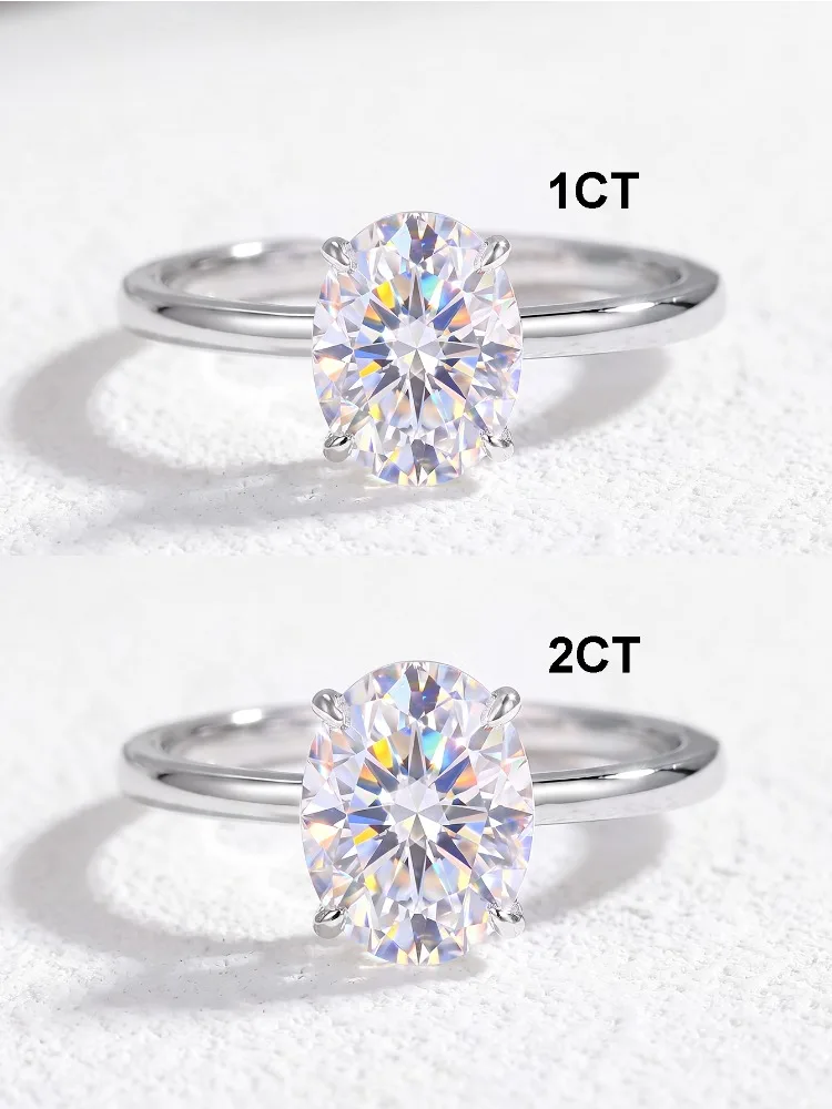 DWJ Fashion 1-2 Karat Brillanter ovaler Moissanit-Diamant-Verlobungsring für Damen, 925er Sterlingsilber, edler Schmuck – Detail 5