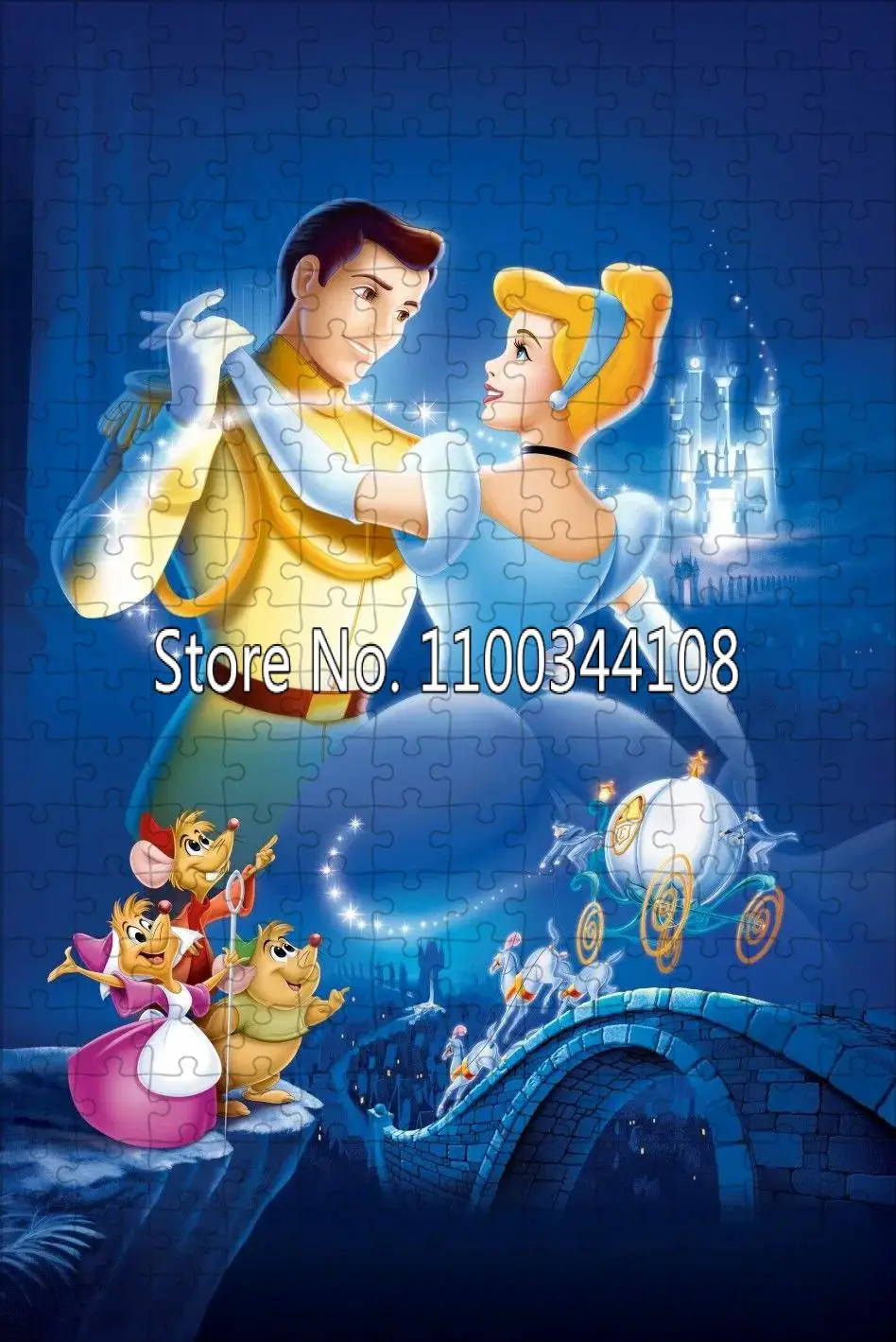 Disney Princess and Prince Puzzle Cartoon Movie Cinderella 300/500/1000 Pieces Jigsaw Puzzles for Couple Commemorative Gifts