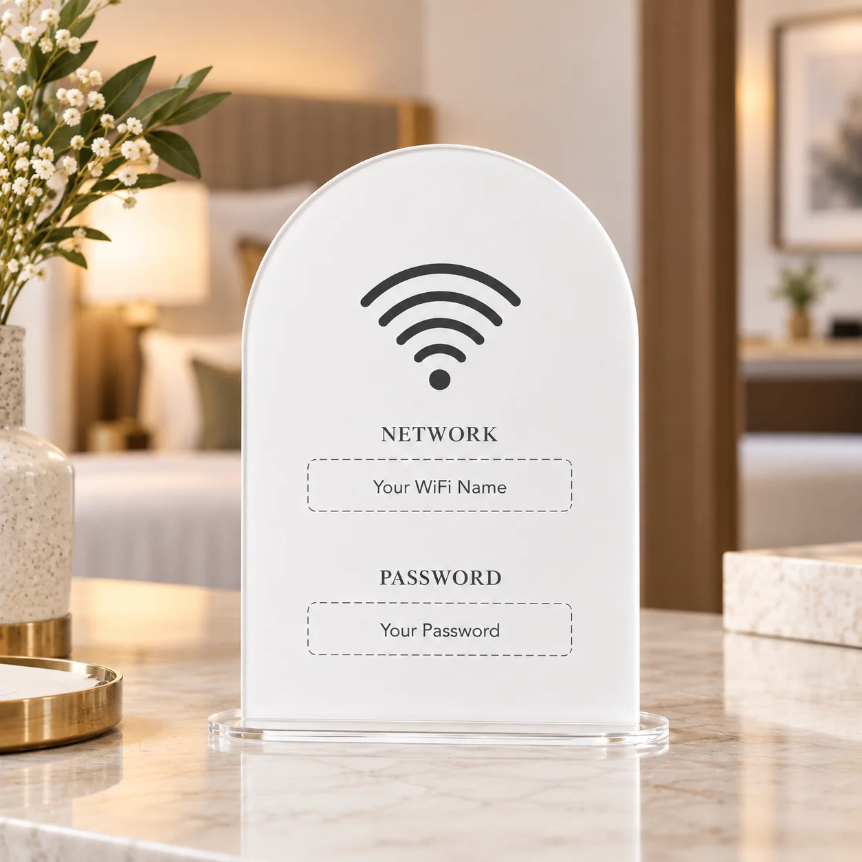 Personalized Acrylic WiFi Password Sign Custom Network Plaque for Vacation Rental Host Short Term Rental Guest Room Decoration
