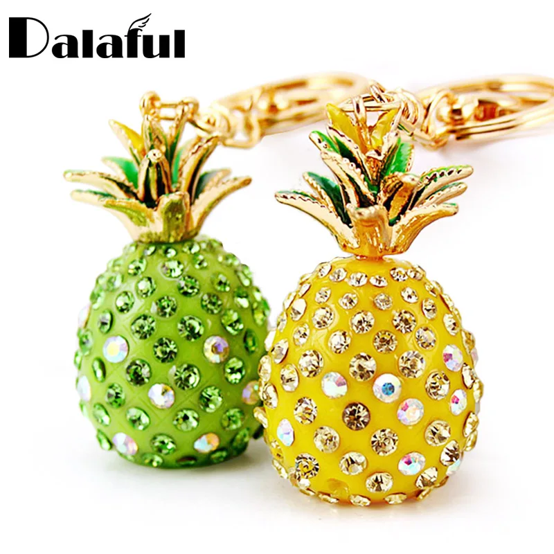 Tropical Fruit Pineapple Chic Crystal Keychains Purse Bag Pendant For High-grade Gift key chains holder Car Keyrings K231