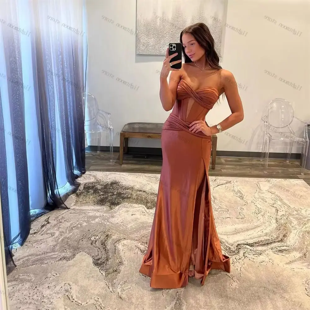 

Simple Evening Dresses Elegant Prom Dress Sleeveless Backless Robes Satin Sweetheart Mermaid Vestidos De Gala Customized 2026