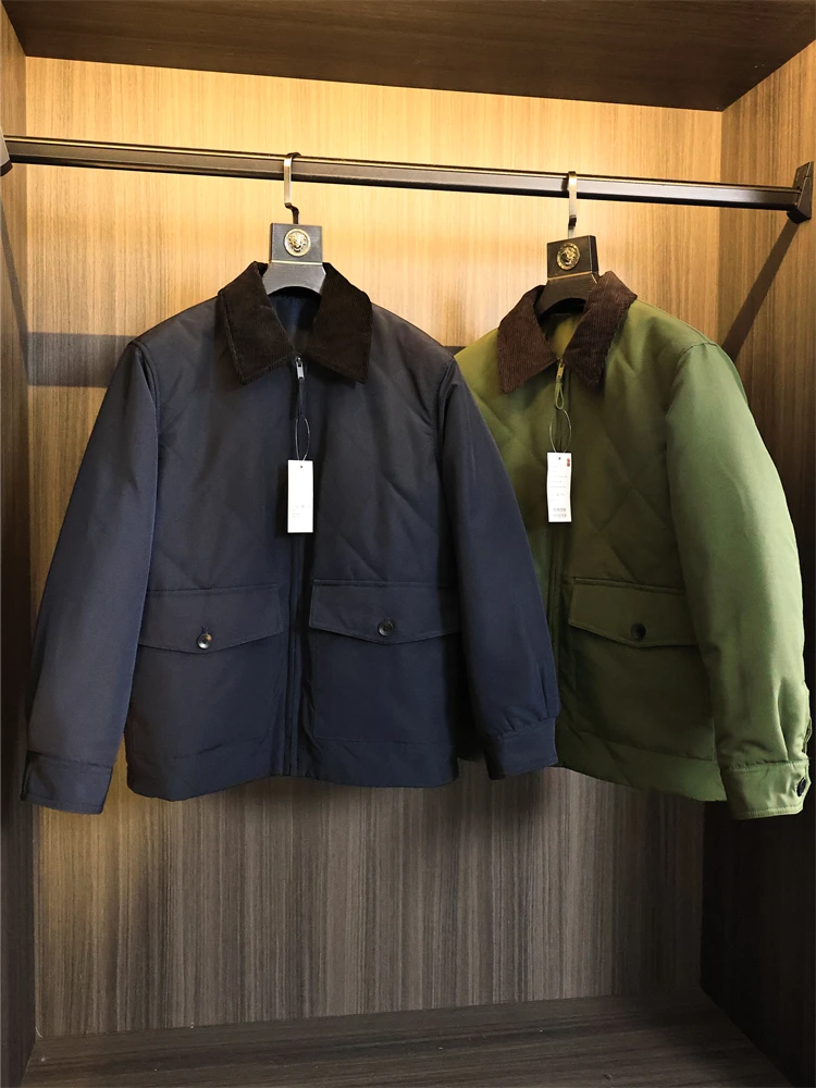 

Faionable Urban Men's Corduroy Jaet Loose Fit Quilted Cotton Outerwear Versatile Autumn Winter Coat Sli Ci Sle