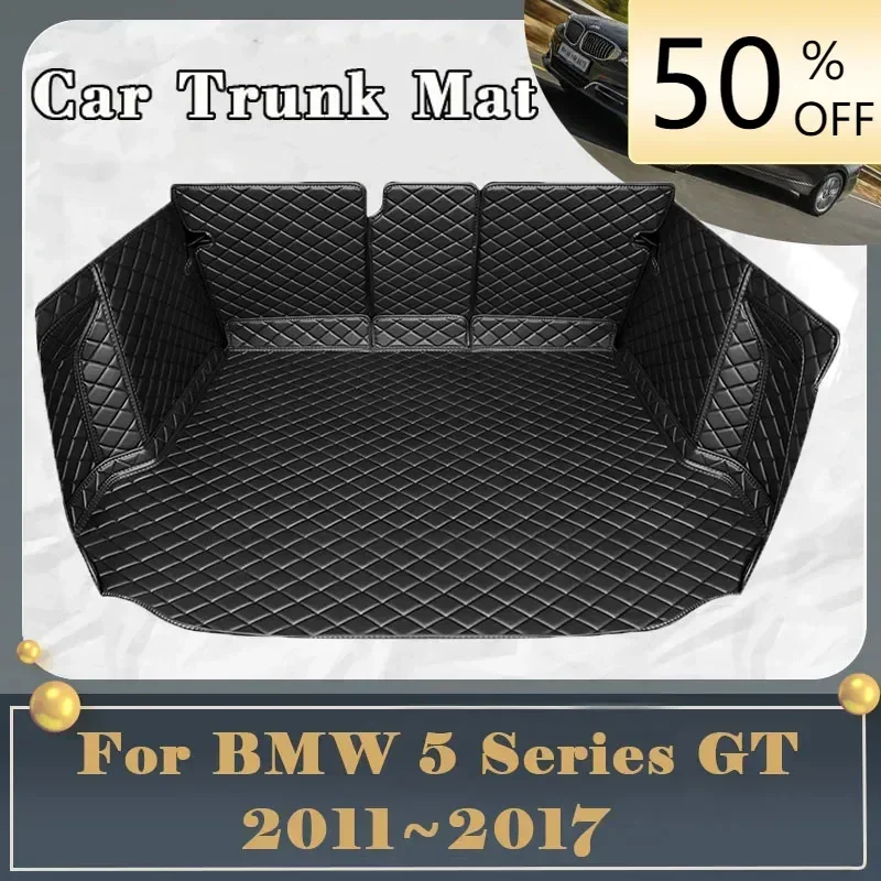 Car Trunk Mat For BMW 5 Series GT 2011~2017 Dirt-resistant Fully Trunk Mat Rear Cargo Tray Car Accessories Gran Turismo 2016