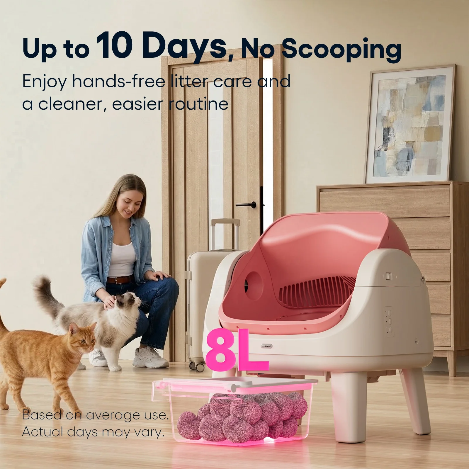 Autoscooper 12 Lite For Smart Automatic Plastic Cat Box Large Capacity Eco-Friend Easy Clean Odor Control For Multiple