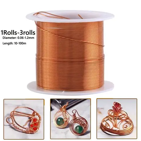 1-3Roll 전기 문화 원예 용 부드러운 구리 와이어 0.06-1.2mm 쥬얼리 만들기 구슬 수제 보석 만들기 DIY 아트웍