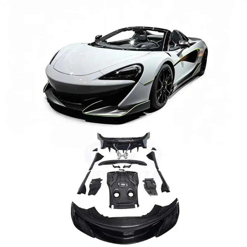 New Wet Carbon Fiber Front/Rear Bumper Conversion Kit for 540C/570S/600LT Coupe Carbon Black Clip-on Installation 1-Year