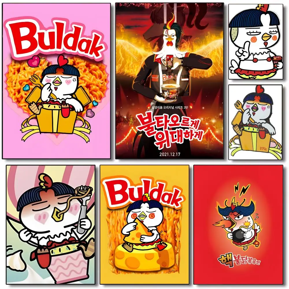 Póster popular de Samyang Buldak Ramen, arte HD, adhesivo para pared, impermeable, decoración estética para el hogar, sala de estar, dormitorio, bar