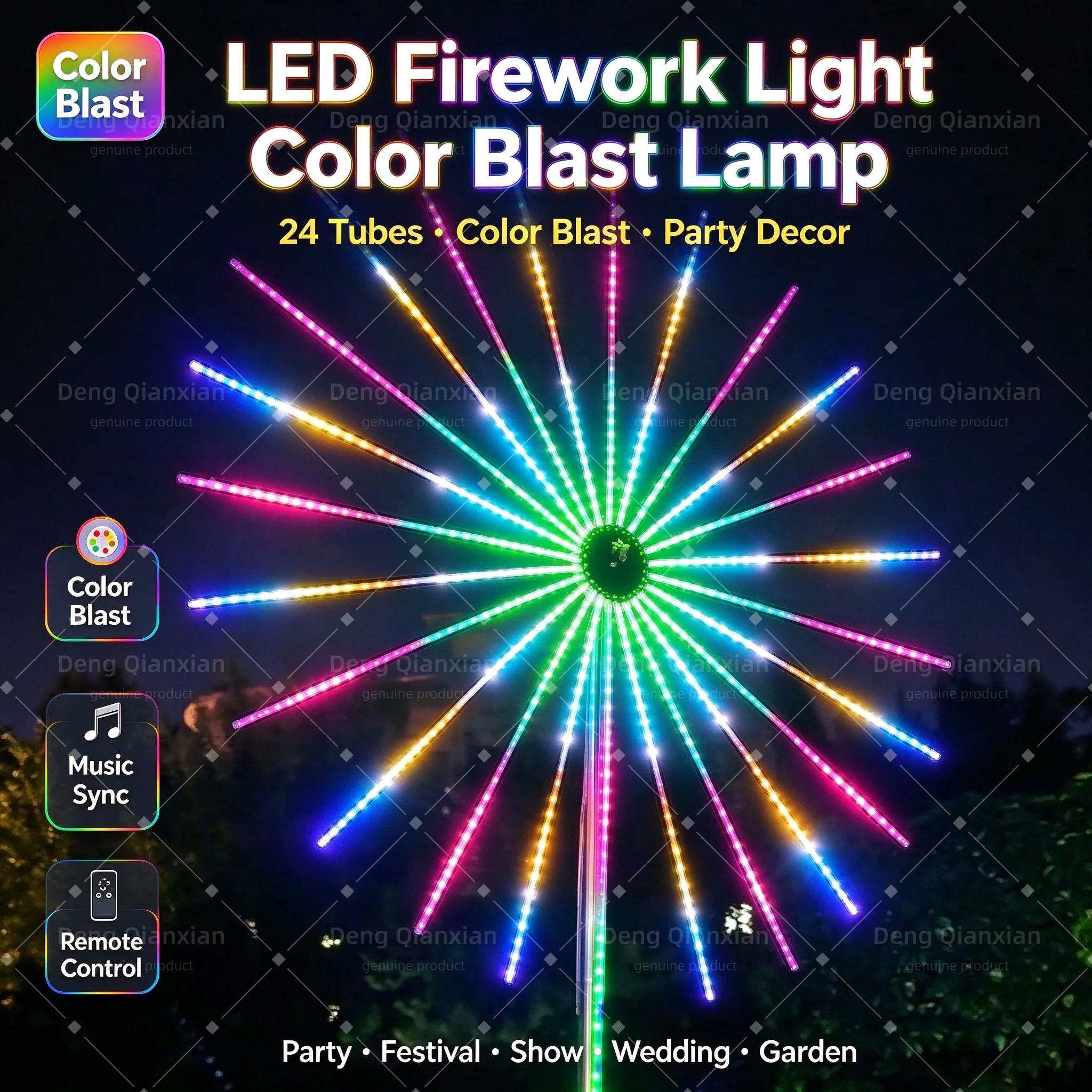 2026 Firework Lights, Luminous RGB Effects, Sound Activated Dancing, Waterproof, Dual Speakers, Bluetooth APP