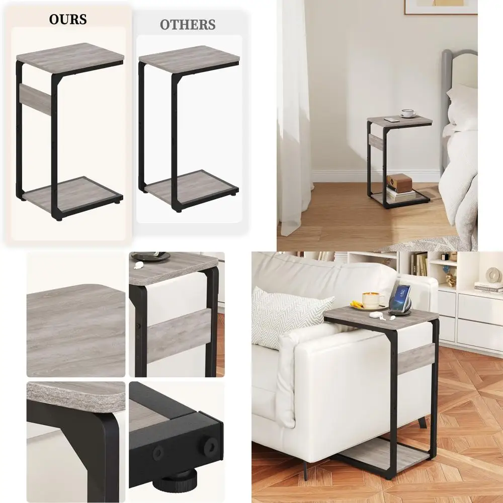 

Compact C-Shaped Side Tables, Pair of Sofa TV Trays, Ideal for Living Room, Bedroom, or Bedside Use