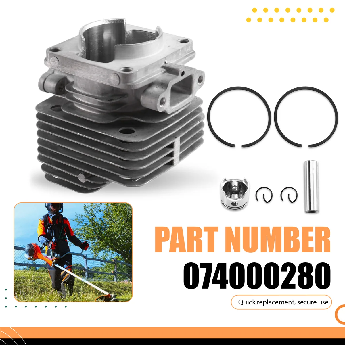 A002 Cylinder Piston Kit for Oleo- 740 440 440BP 40 TP74 EFCO 8400 8405 074000280 Cylinder Kit