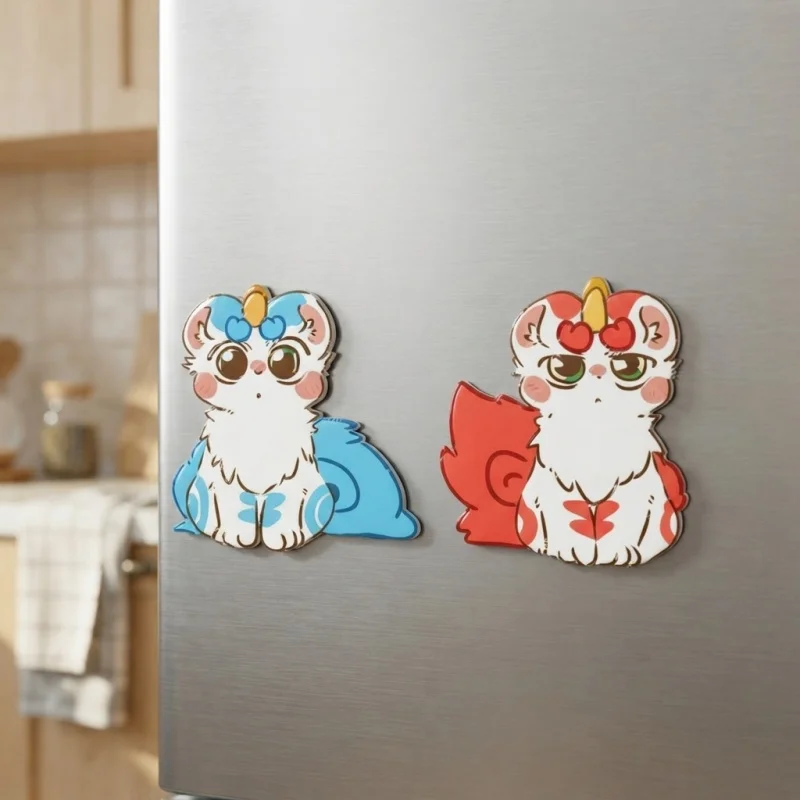 Auspicious Beast Q style Acrylic Refrigerator Magnet reature Character Home Wall Decor Ornament Collectible Gift For Hobby Fans