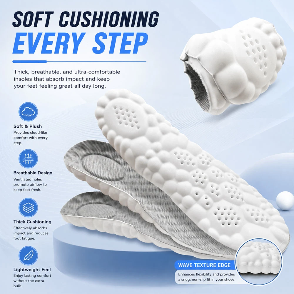 Soft Shock Absorption Running Insoles Breathable Orthopedic Sports Cushion Shoes Comfort Fresh Daily Step Walk Easy EiD