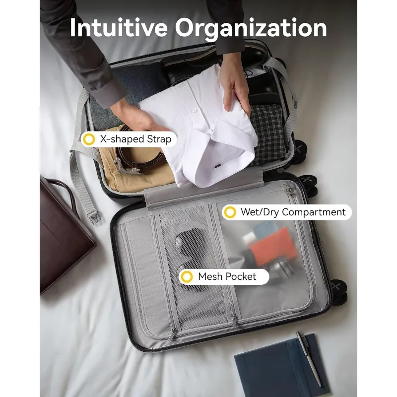 กระเป๋าเดินทาง 22x14x9 ได้รับการอนุมัติจากสายการบิน, กระเป๋าเดินทาง PC Hard Shell พร้อมกระเป๋าด้านหน้า, กระเป๋าเดินทางขยายได้พร้อมพอร์ต USB