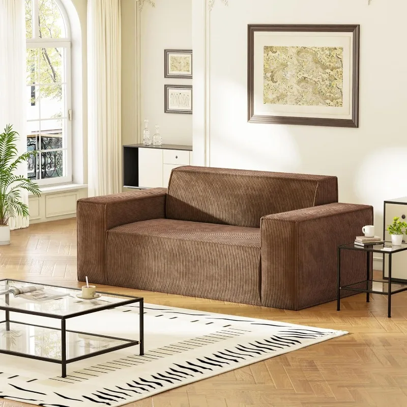 Memory Foam 2 Seater Sofa Couch, No Installation & Easy to Move, Modern Living Room Sofa Couch with Corduroy Fabric