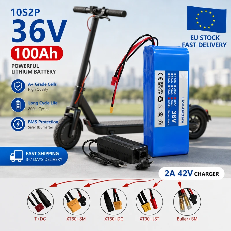 36V 100Ah E-Bike Lithium-Akku 10S2P 18650 Batteriepack für 500W Elektroroller Motorrad Schneller EU-Versand