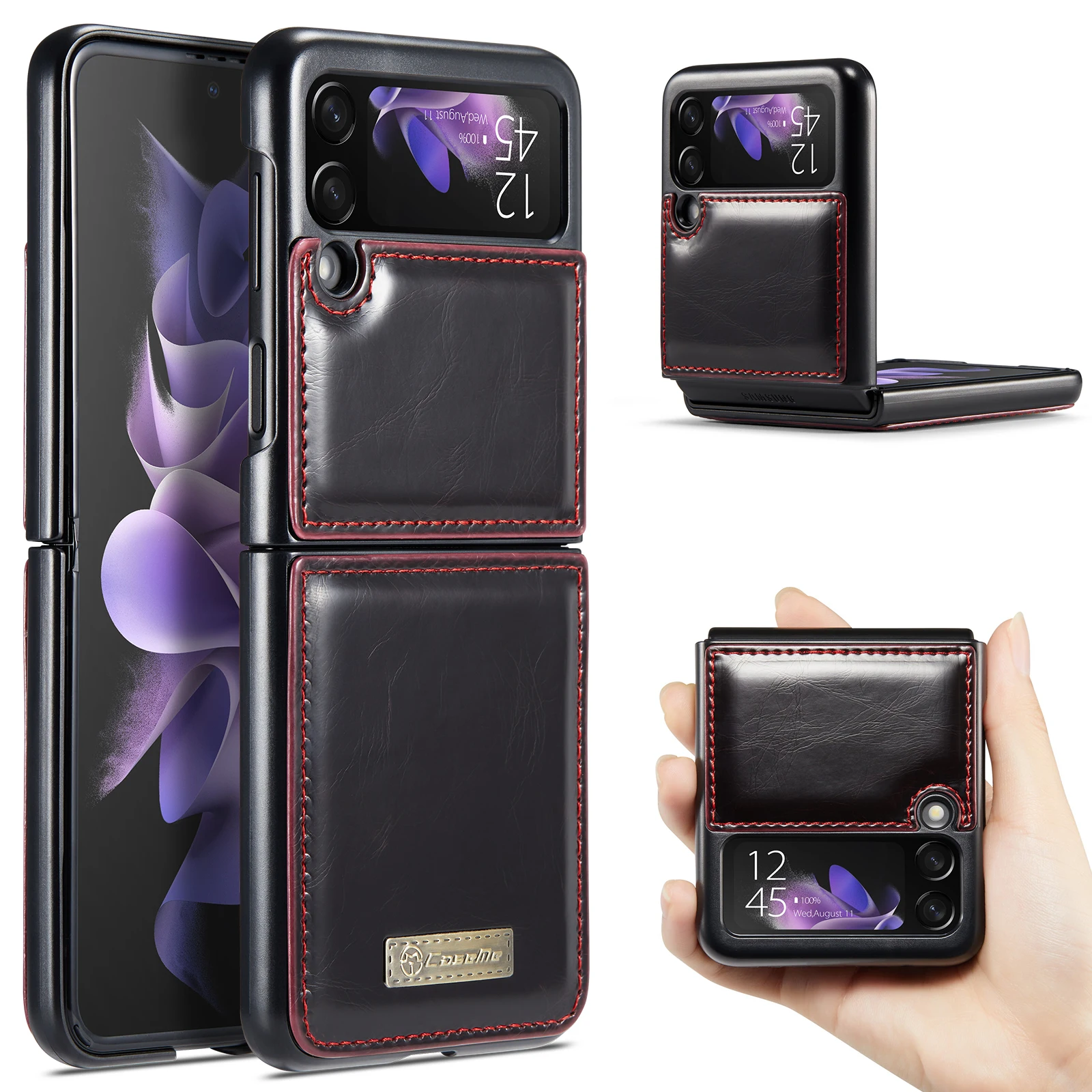 10pcs/Lot CaseMe 003 Retro High Quality Leather Case For Samsung Z Flip 6 5 4 3 Wallet Cover