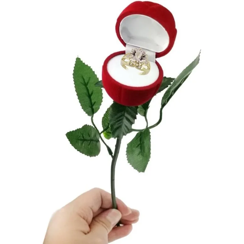 

1 шт., шкатулка для колец с красной розой, чехол для колец, серег, романтическое обручальное кольцо, серьги, коробка для демонстрации ювелирных изделий
