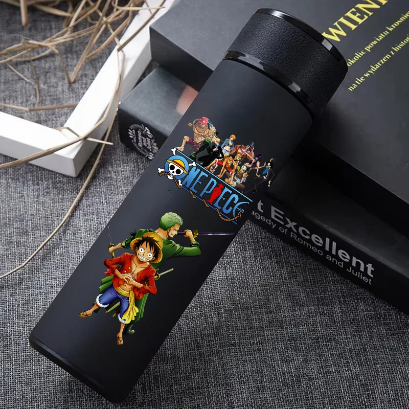 One Piece 304 Stainless Steel Thermos Cup Pattern Luffy Roronoa Zoro Action Figure High Capacity 500ML Drinking Water Bottle view 2