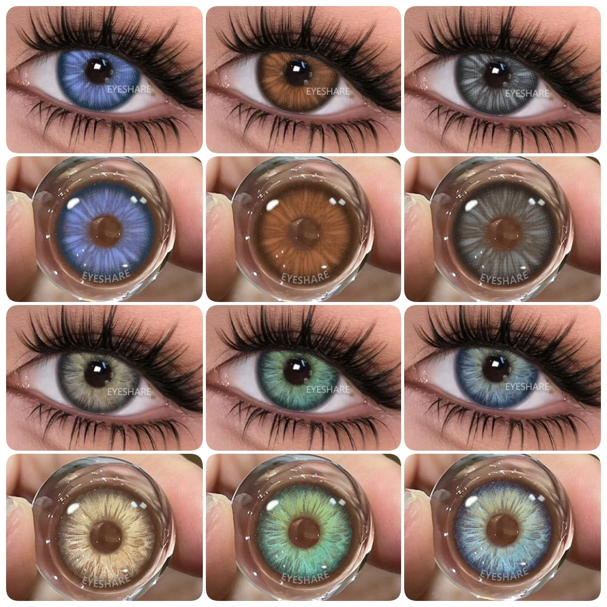 EYESHARE 1 Paar Farbige Kontaktlinsen für Augen Farbige Augenlinsen Braune Augenlinsen Graue Pupillenlinsen Jährliche Schwarze Kontaktlinsen