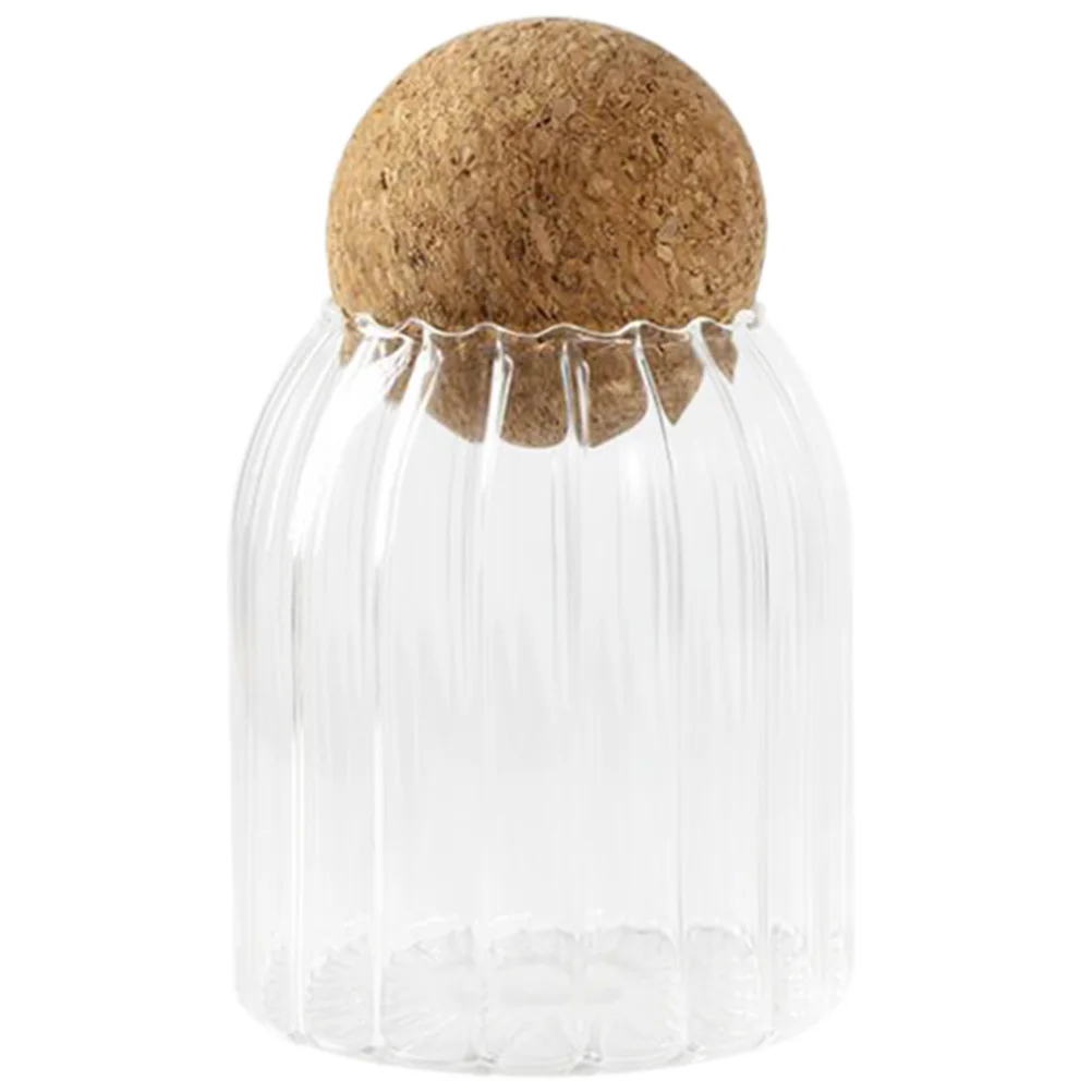 

1Pcs Glass Tea Canister Round Cork Lid Sealed Storage Jar for Home Food Coffee Candy Honey Container Heat Resistant
