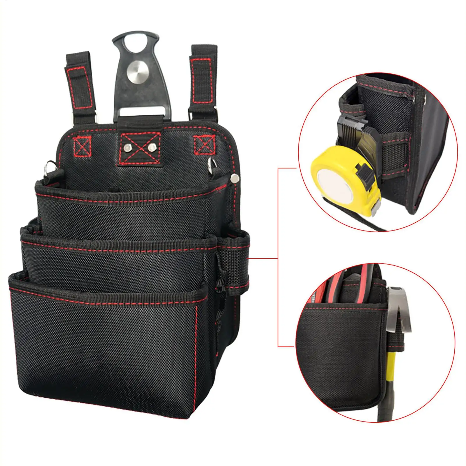 أداة حزام 3-Layer مقاوم للماء أكسفورد حزمة فاني حامل أداة حزام الحقائب للكهربائي البناء العمل حديقة النجار #5