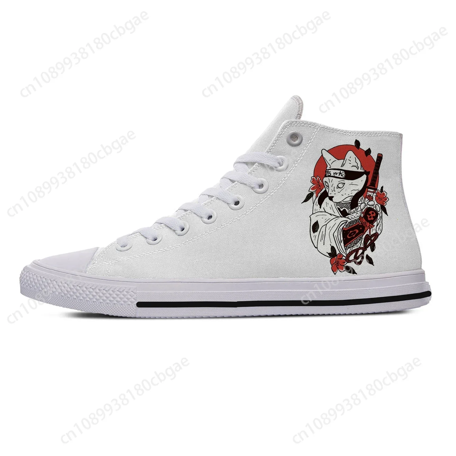 Japan Samurai Cat Pattern High Top Sneakers Mens Womens Teenager Casual Shoes Canvas Running Shoes 3D Print  Lightweight shoe