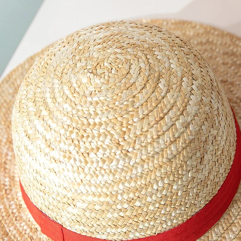 Luffy Straw Hat One Piece Cartoon Cosplay Caps Accessories Sunshade Parent-Child Hat Luffy Hat for Women Men view 3