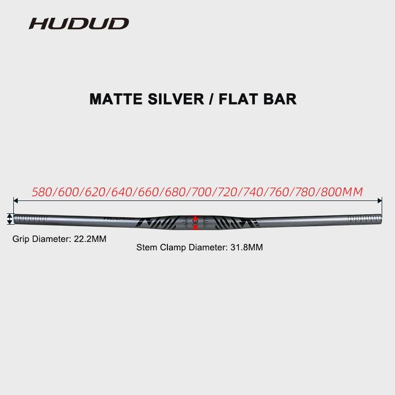 Hudud HB01-12 Carbon Flat Bar Rise Bar | T800+T700 | Handlebar Width 580 to 800mm | Backsweep 5° | Rise 18mm