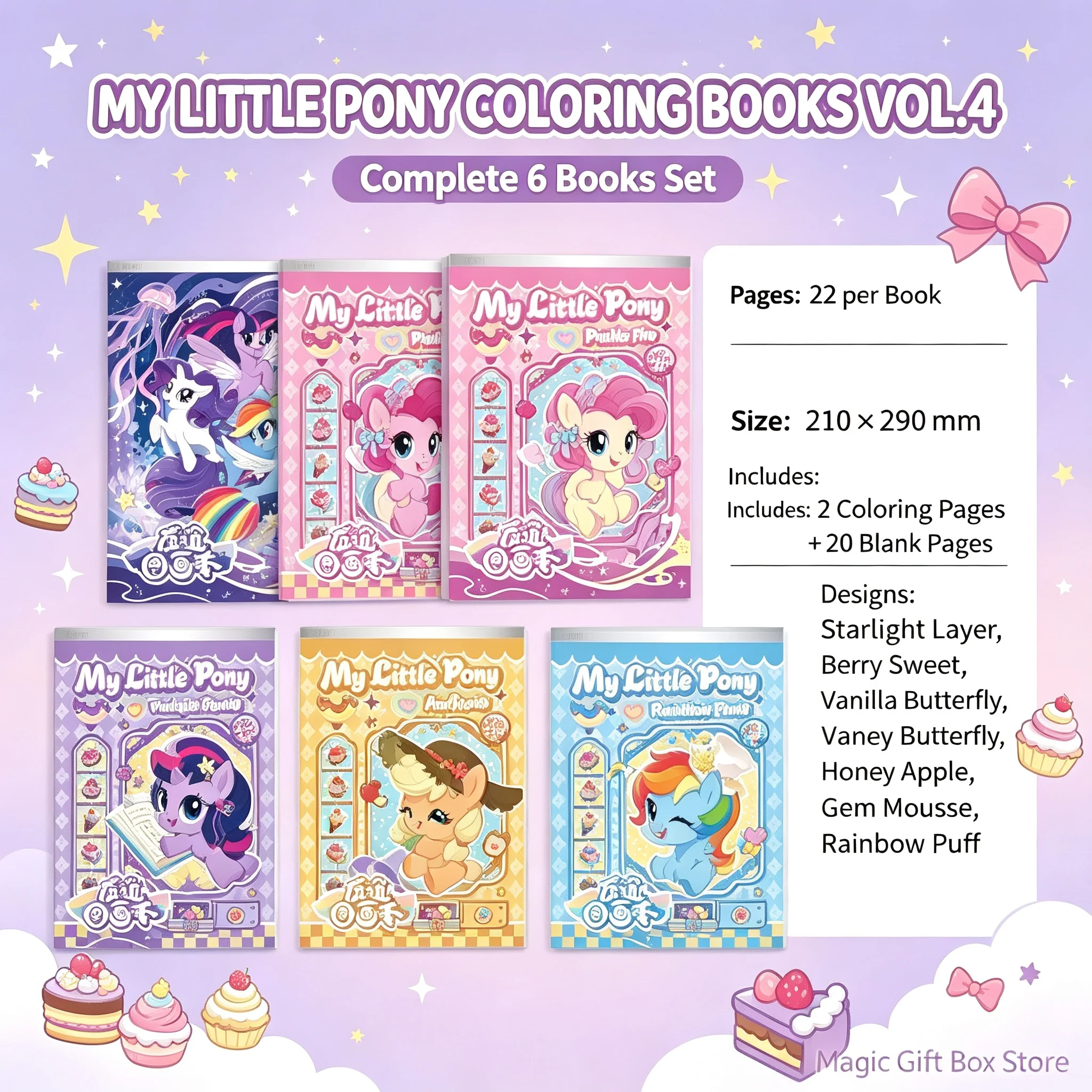 KAYOU My Little Pony Collectible Sketch & Coloring Book Series‑3 / Series‑4 Full Set Drawing Graffiti Painting Student