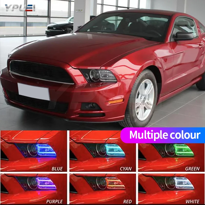 Разноцветные светодиодсветодиодный дневные ходовые огни RGBW для 2013-2014 Ford Mustang DRL, дневные ходовые огни, бортосветильник огни, набор для тюнинга автомобиля