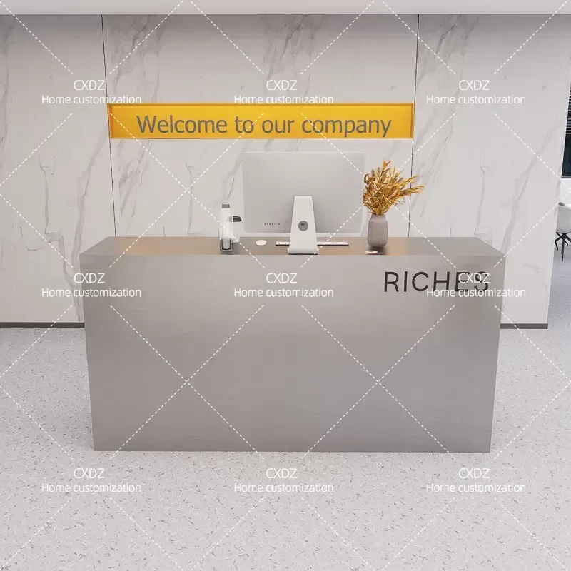 Light luxury stainless steel bar counter Clothing store checkout page Hair salon front desk Small company gym Dance reception