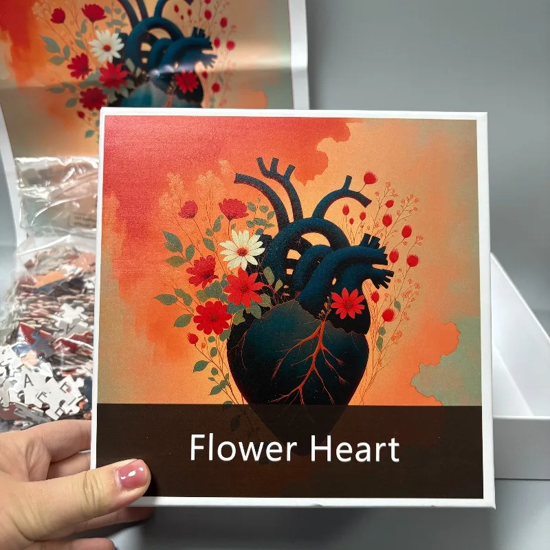 

Премиальный белый картонный пазл-головоломка в форме сердца, 992 детали, 24x24 дюйма, 1 коробка | с буквенно-цифровыми секциями | Сложная головоломка для взрослых