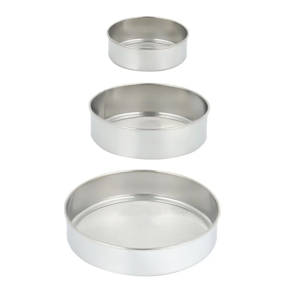 

3Pcs Stainless Steel Flour Sieve Round Mesh Strainer Practical Powder Strainer Kitchen Baking Tool Sieve