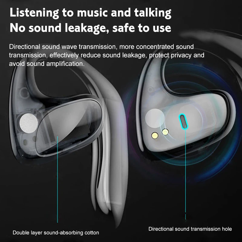 التوصيل الجوي 5.1 سماعة رأس مزودة بتقنية البلوتوث HIIF Music سماعات لاسلكية الأذن هوك إلغاء الضوضاء الرياضة مقاوم للماء هيسيت مع هيئة التصنيع العسكري