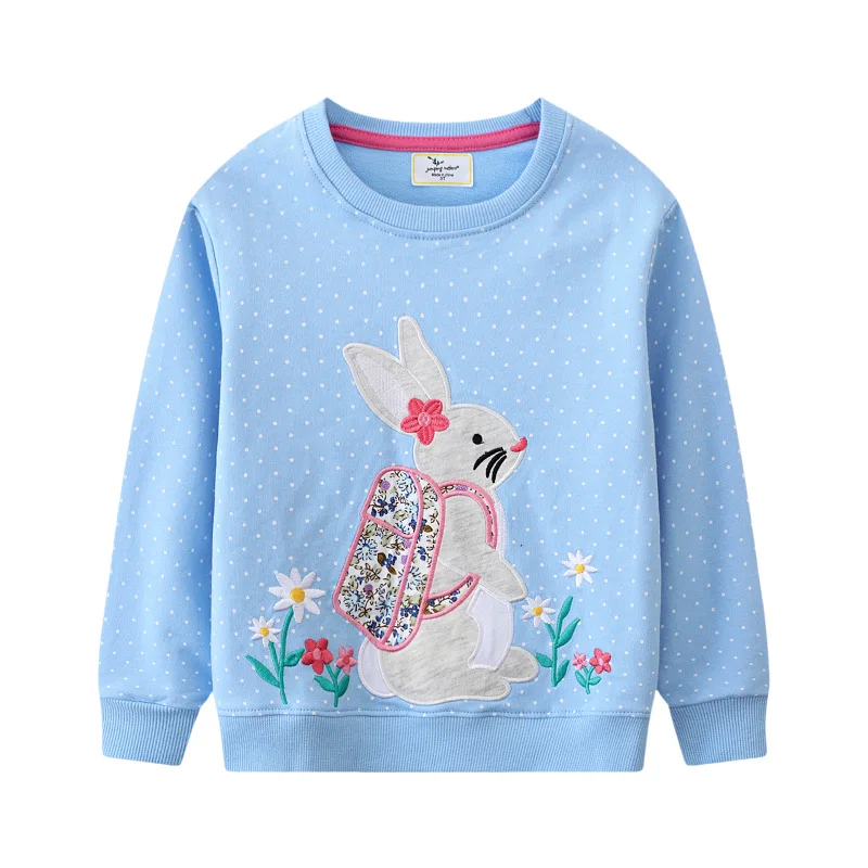 

2025 New Children's Spring and Autumn Rabbit Cartoon Pattern Woolen Circle Small Round Neck Hoodie