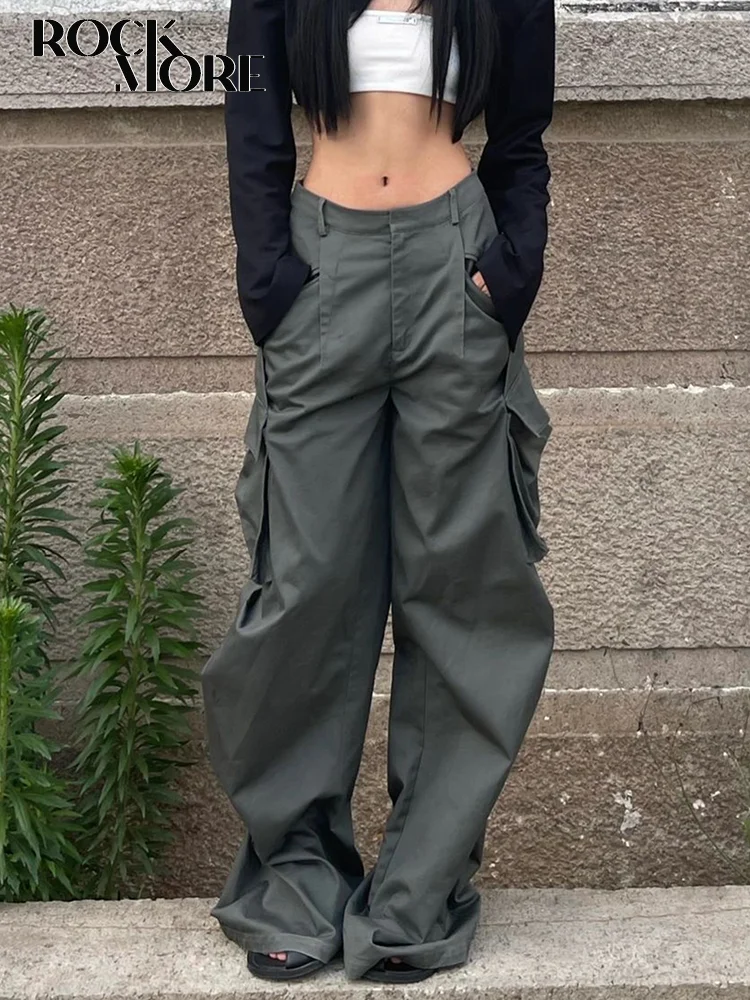 

Rockmore Vintage Baggy Wide Leg Trousers Joggers Y2K Streetwear Loose Pockets Cargo Pants Capris Women Casual Bottoms pantalones