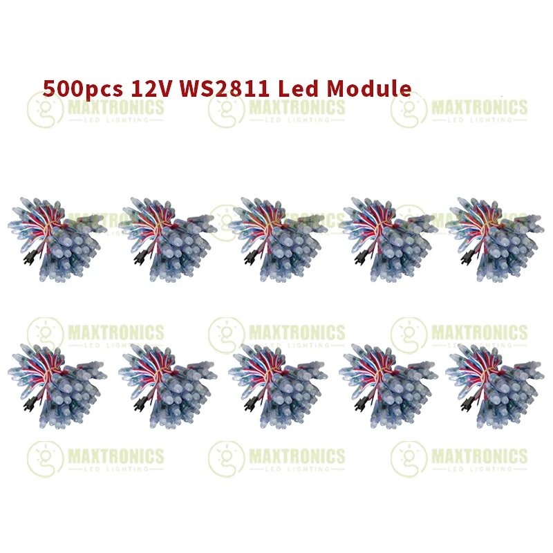 500-1000 sztuk 12mm WS2811 IC pełny kolor piksel moduł lampy LED DC 12V wejście IP68 wodoodporna oświetlenie pikselowe LED cyfrowa RGB lub zestaw