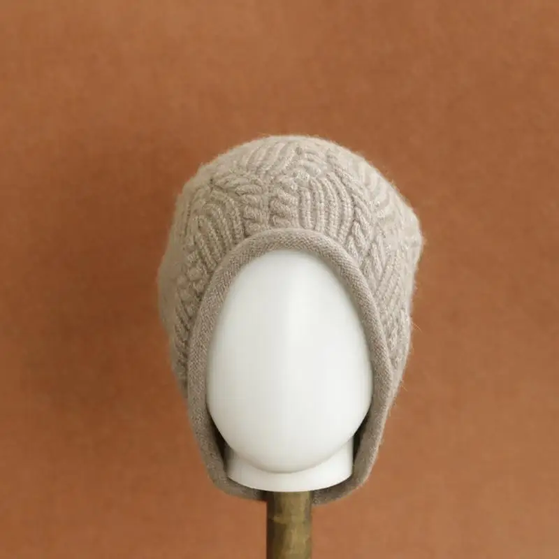 2026 Neue Y2K Herbst-Winter Warme Wollmütze für Damen, Modische Vintage-Kaninchenfellmütze, Vielseitige Faltbare Strickmütze – Detail 13