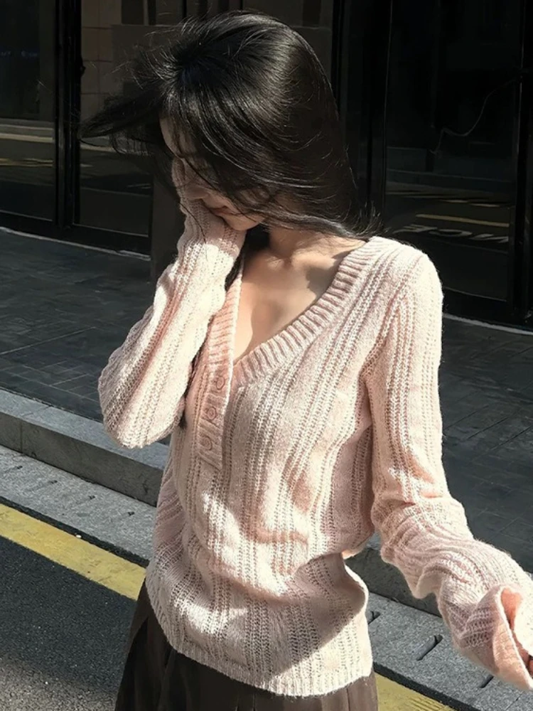 Y2k 감성 가을 겨울 스웨터 여성 캐주얼 슬림 긴팔 니트 점퍼 풀오버 한국 패션 스웨터 스트리트웨어 탑