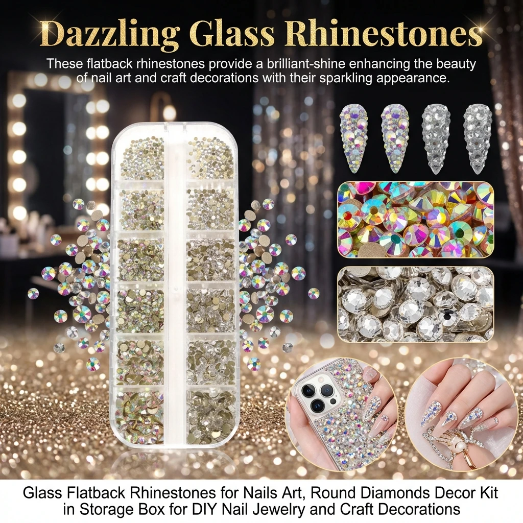 

Стеклянные стразы с плоским дном для дизайна ногтей, круглые кристаллы для украшения одежды, для DIY-украшений для ногтей и декоративных поделок
