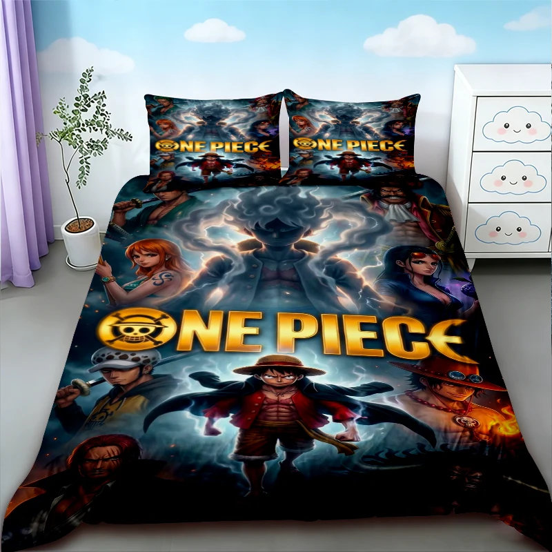 Luffy Duvet Cover Set One Piece Anime Cartoon Bedding Set Quilt Cover Comfortable for Bedroom Dormitory Teens Gifts view 4