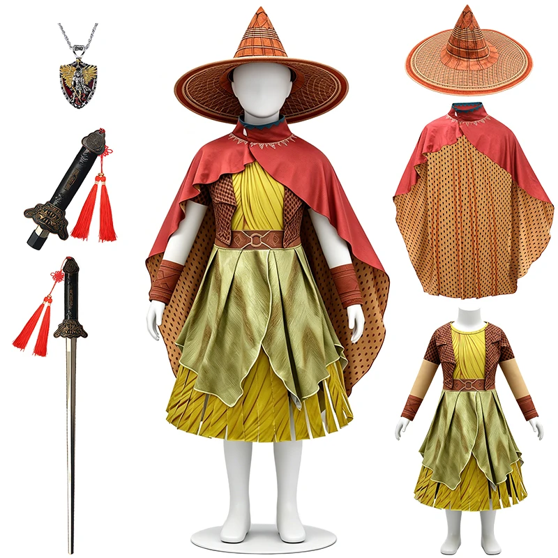 Adventure Princess Raya Warrior Girls Outfits Halloween Cosplay Last Dragon Performance Children's Costume Carnival Kids Clothes