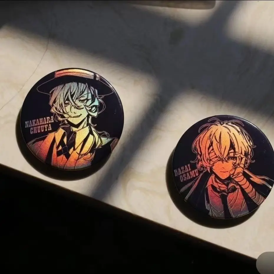 Anime Bungo Stray Dogs Dazai Osamu Nakahara Chuuya Character Brooches Tinplate Badge Backpack Pins Decoratio Christmas Gifts