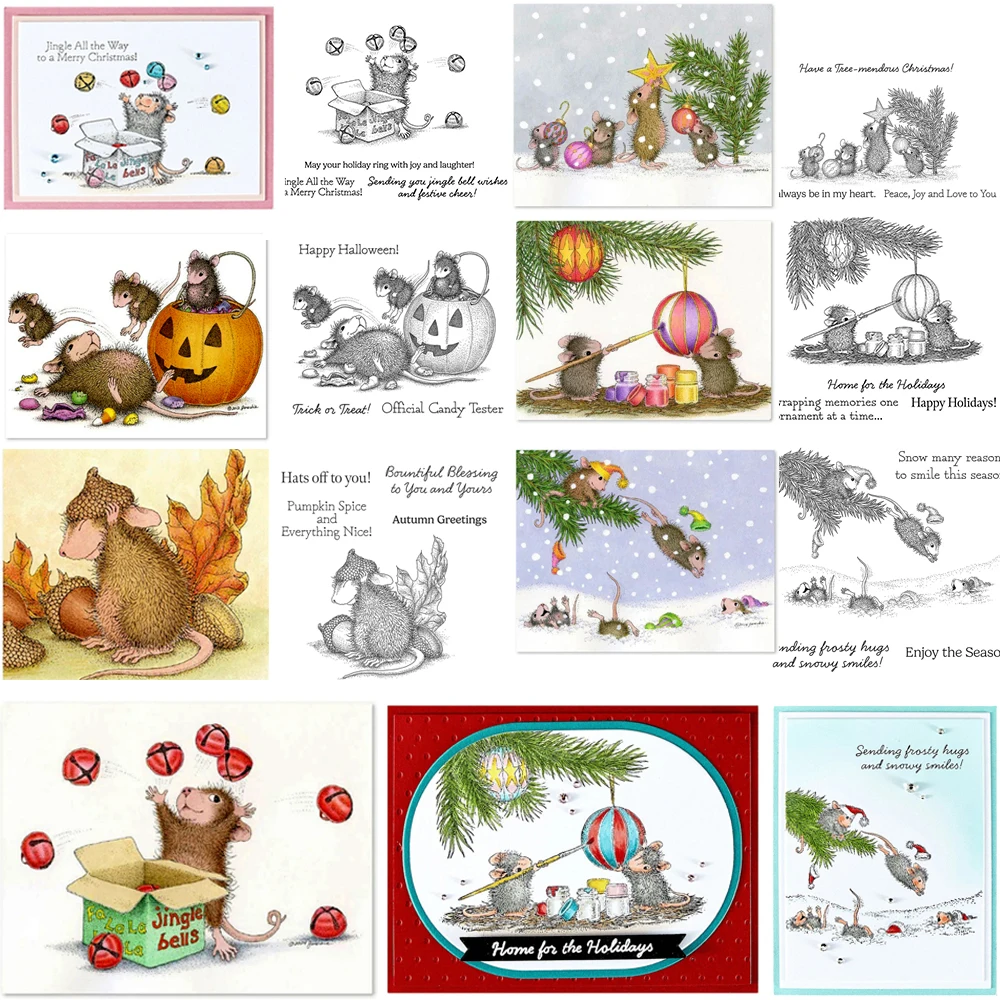 House Mouse Tree-mendous Christmas Winter Collection Clear Stamp Halloween Trick or Treat! Stamp For DIY Scrapbook Card Craft ﻿