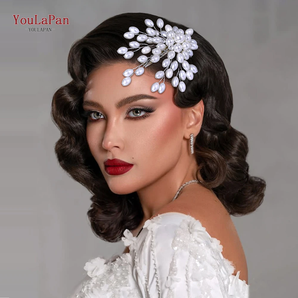 YouLaPan Matrimonio Sposa Fermaglio per capelli Perla finta Copricapo Damigelle d'onore Hairwear Accessori per lo styling delle donne Copricapo fatto a mano HP812