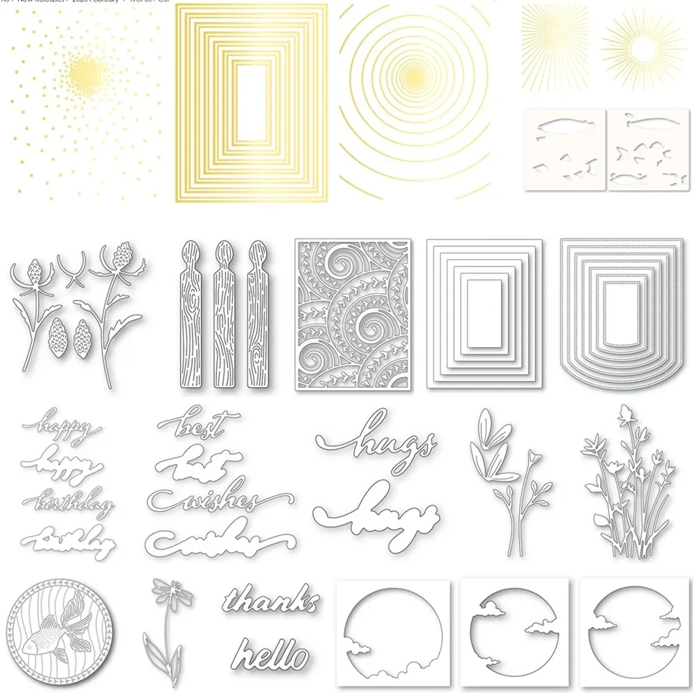 Best Wishes Tender Script Dies Stamps Stencil Scrapbook Diary Decoration Embossing Template DIY Greeting Card Handmade