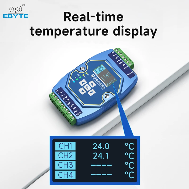 OEM ODM Supports TCP or RTU Protocol PT100 Resistance Temperature Acquisition Gateway RS485 Modbus Module