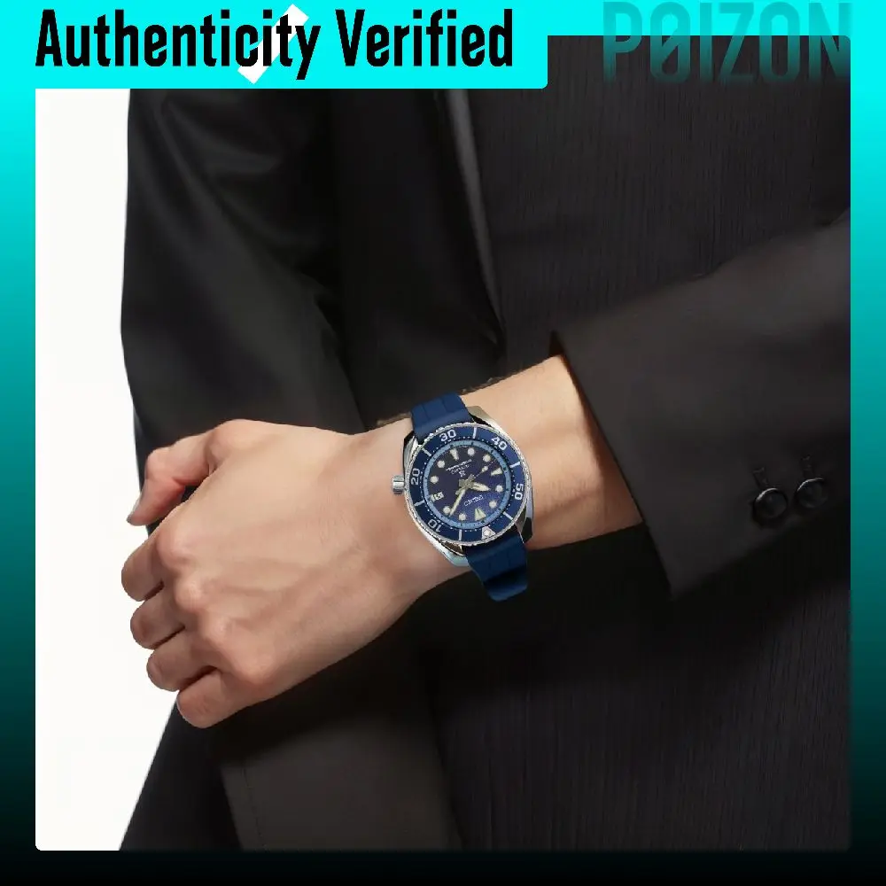 SEIKO Prospe Automatic Mechanical Movement Silicone Strap Watch 45mm Men's Watches Blue Dial SPB543J1