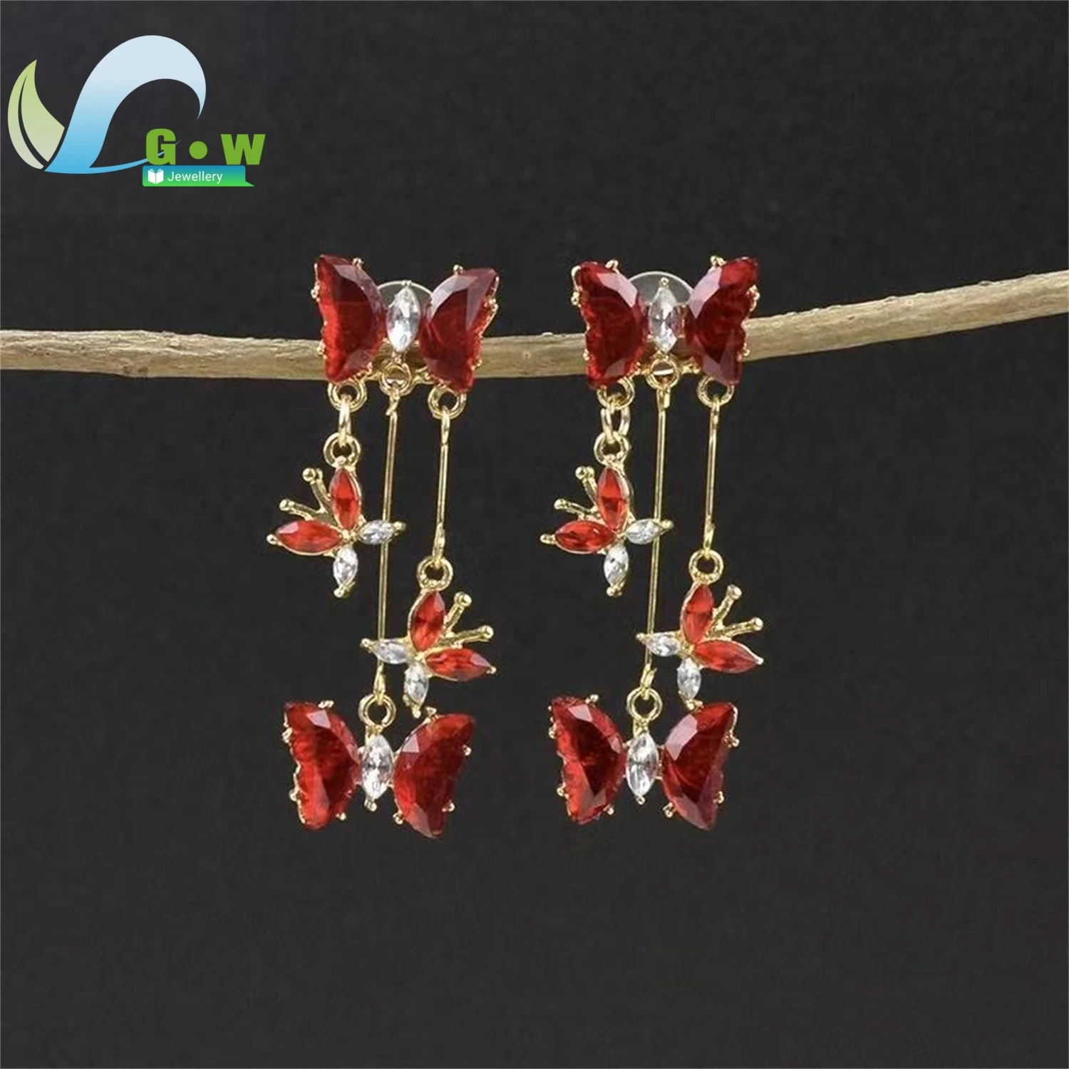 Dark Bow Earrings Women Delicate Light Luxury Cool High End Fairy Butterfly Tassel Fashion Drop Dangle Jewelry Charm Gift For